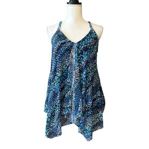 NWT Swimsuits For All Handkerchief Hem Tankini Swim Top in Animal Print SZ 14